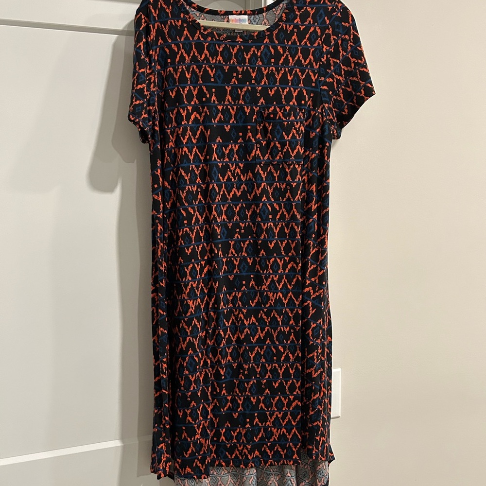 Geometric Black and Orange Dress